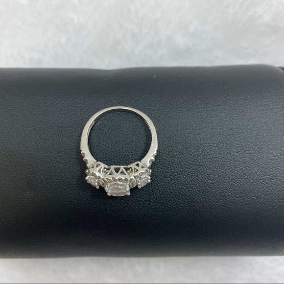 Silver Color Ring With CZ Settings. Size 7.25 - Picture 7 of 7
